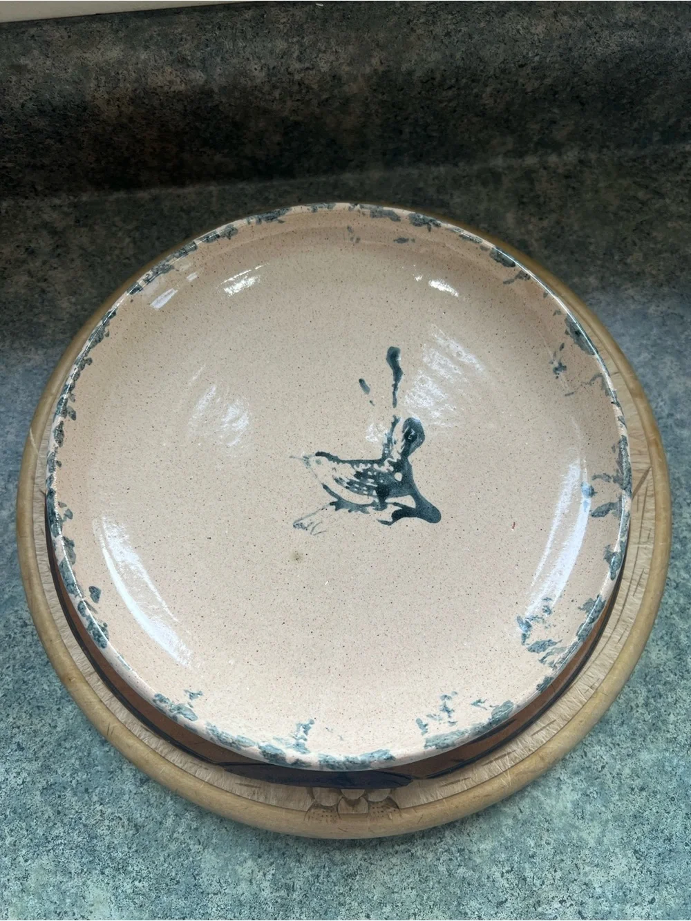Antique Bybee Pottery/ Cornelison Pottery Blue Bird/ Wren Plates (3) EUC 8.5